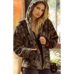 Promesa Hidden Agenda Camo Faux Fur Hooded Jacket